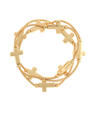 3 Pack Gold Cross Stretch Bracelets