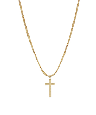 Gold Braided Chain Cross Necklace