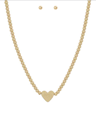 Golden Beaded Heart Necklace