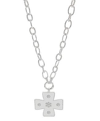 Silver Chain Necklace with Large Cross Pendant