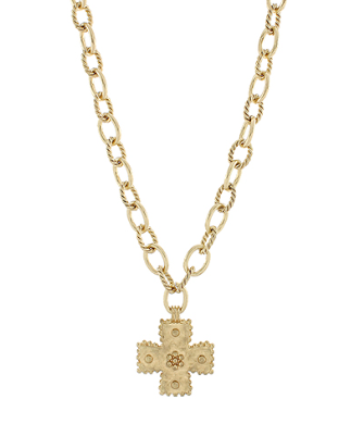 Worn Gold Chain Cross Pendant Necklace