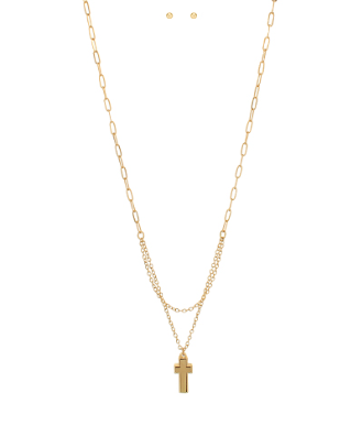 Small Gold Short Cross Necklace