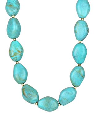 Turquoise/Gold Chunky Stone Necklace