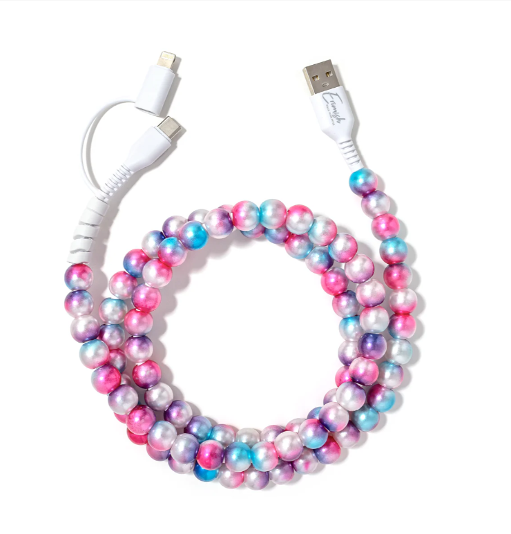 Erimish Beaded Pink Ombre Phone Charger-6.6 ft.