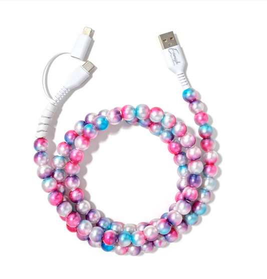 Erimish Beaded Pink Ombre Phone Charger-6.6 ft.