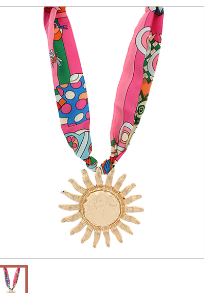 Sunburst Pendant Scarf Necklace