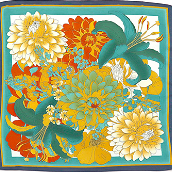 Multi Floral Print Silky Bandana Scarf