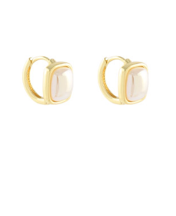 Square Dome Pearl Stud Earrings