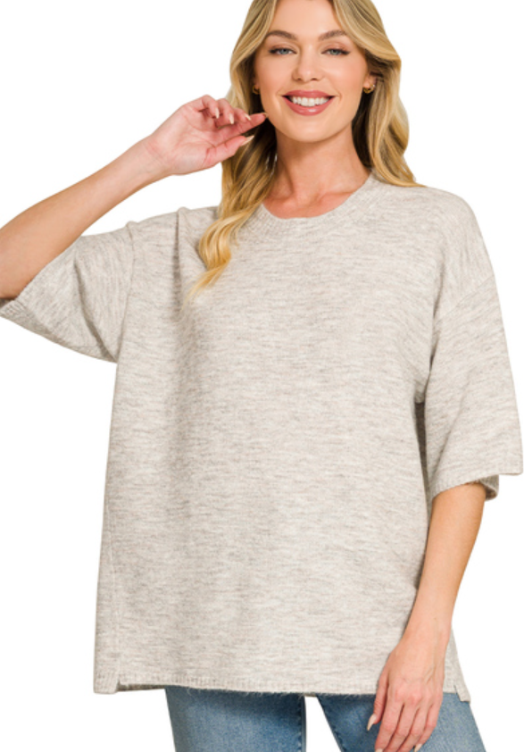 Short sleeve oversized sweater
