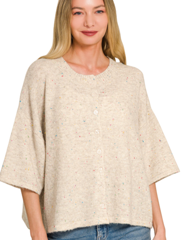 Zenana Wool Blend Half Sleeve Cardigan Sweater