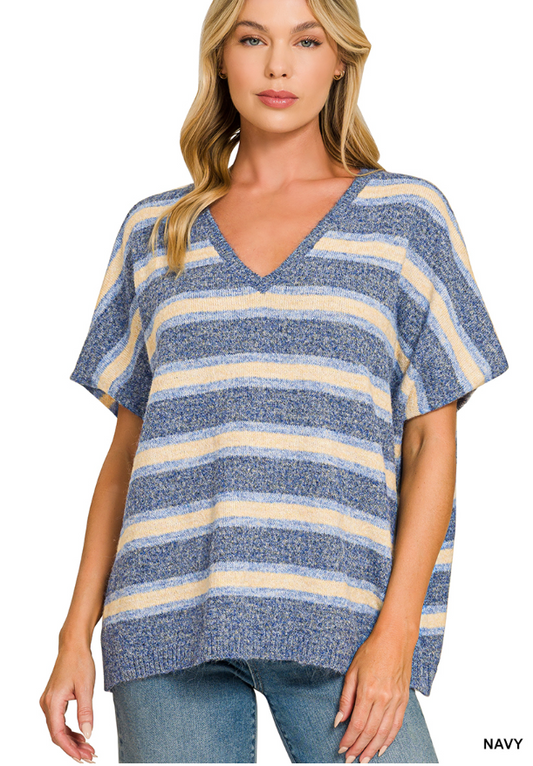Navy Stripped Zenana Shirt