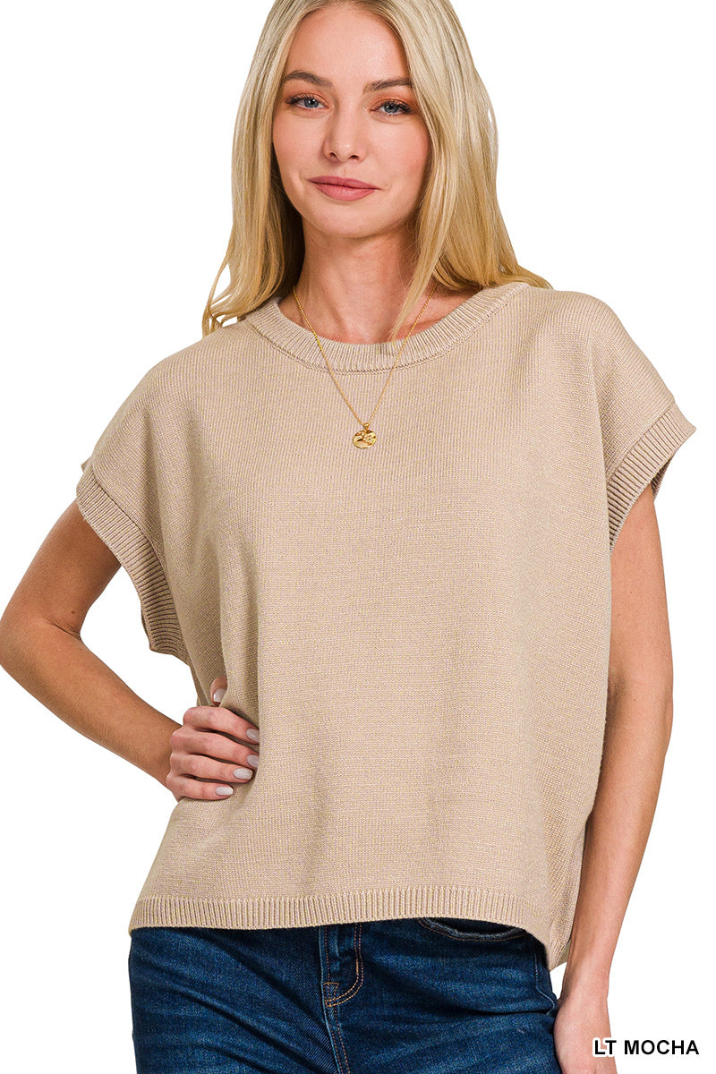 Zenana Viscose Sweater Vest in Light Mocha