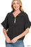 Half zip high neck short sleeve sweater