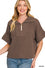 Half zip high neck short sleeve sweater Brown