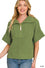 Half zip high neck short sleeve sweater Olive