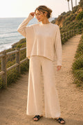 Viscose sweater top & pants 2pcs set LT Beige