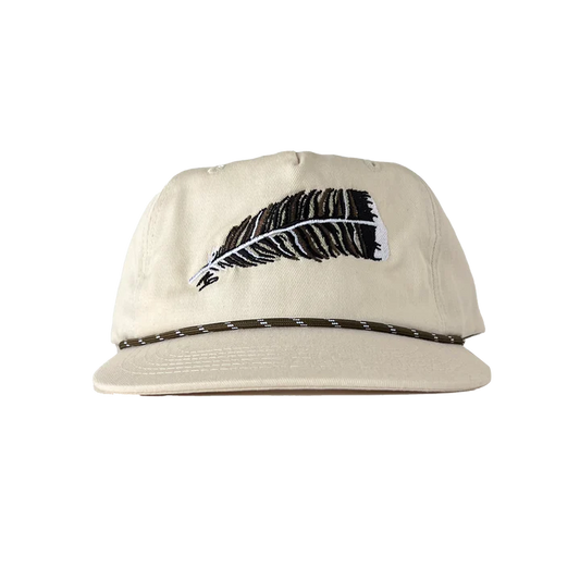 Knotted Pine Ivory Turkey Feather Rope Hat