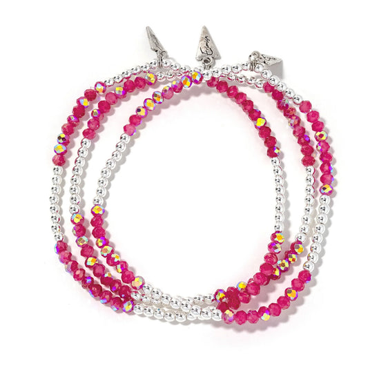Erimish Twinkle Twinkle Hot Pink Silver Anklet
