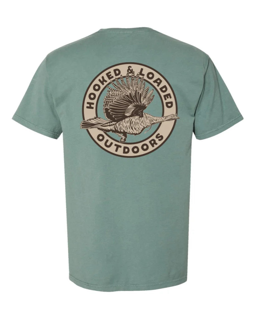 Hooked and Loaded In Flight Cypress Green Pocket Tee