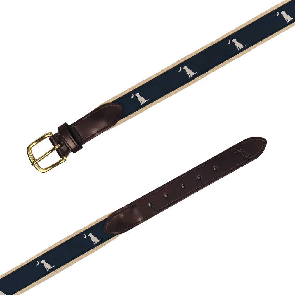 Local Boy Navy Blue Dog and Moon Ribbon Belt