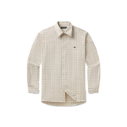 Southern Marsh Oatmeal & Stone Brown Chateau Windowpane Dress Shirt