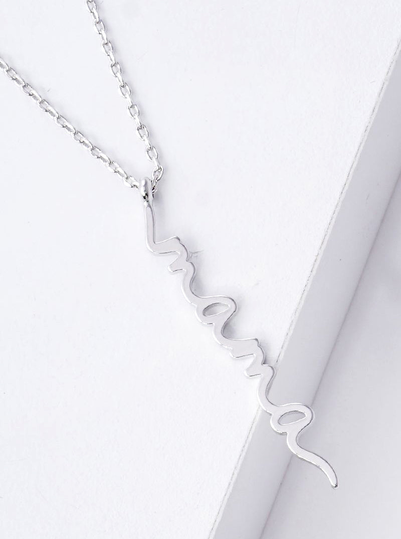 White gold Silver dipped mama pendant necklace