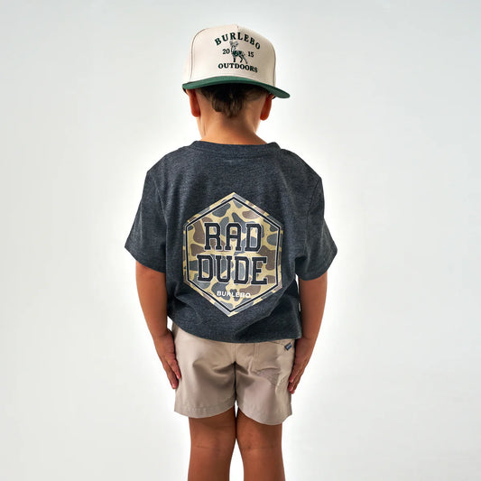 Burlebo Youth Rad Dude Deer Camo Tee- Heather Black