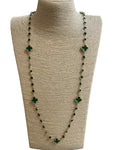 Long Green Crystal Clover Necklace