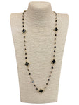 Black/Gold Long Crystal Clover Necklace