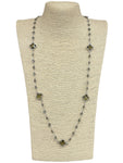 Gray Long Crystal Clover Necklace