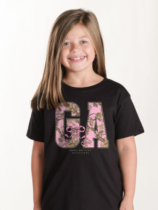 Simply Southern Youth Pink Camo GA Tshirt