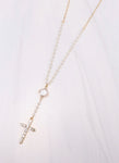 Caroline Hill Maddie CZ Cross Y Necklace GOLD