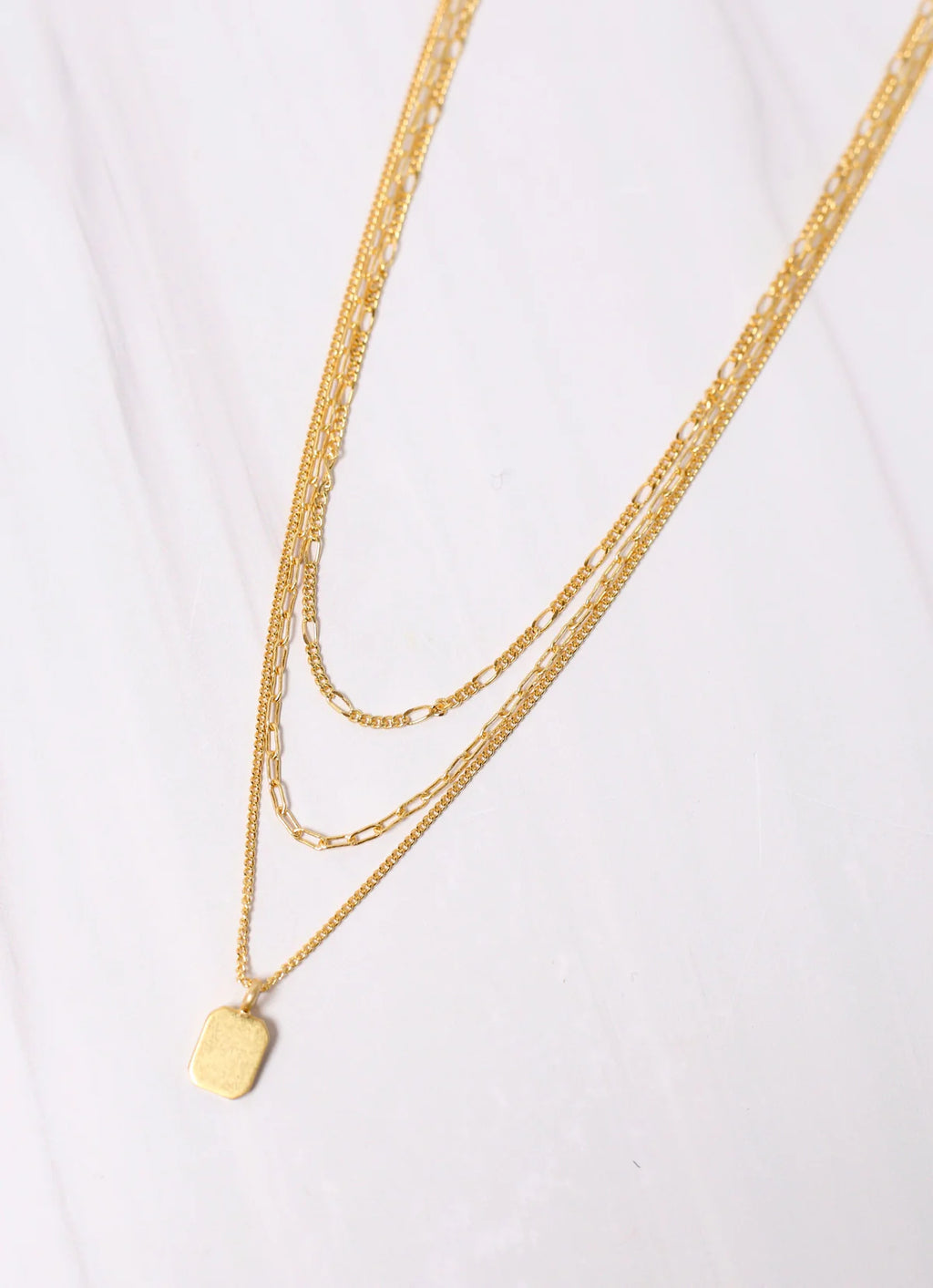 Caroline Hill Wilsonia Layered Necklace with Charm GOLD