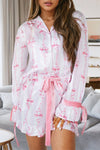 Bow Satin Shirt and Shorts Pajama Set