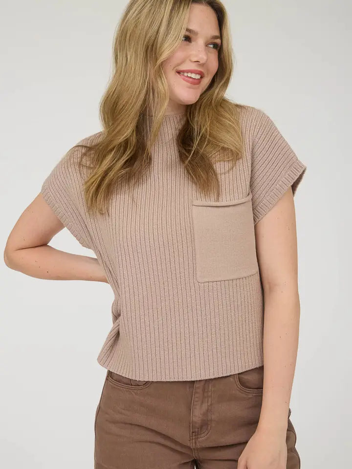 The Hallee Light Taupe Mock Neck Sweater