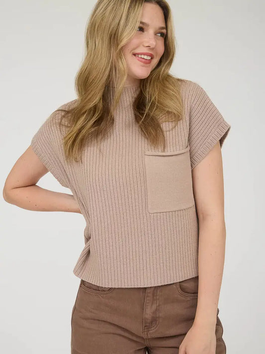 The Hallee Light Taupe Mock Neck Sweater