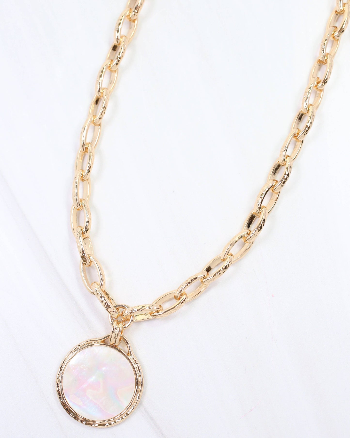 Milan Mother of Pearl Link Necklace Gold: Default