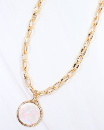 Milan Mother of Pearl Link Necklace Gold: Default