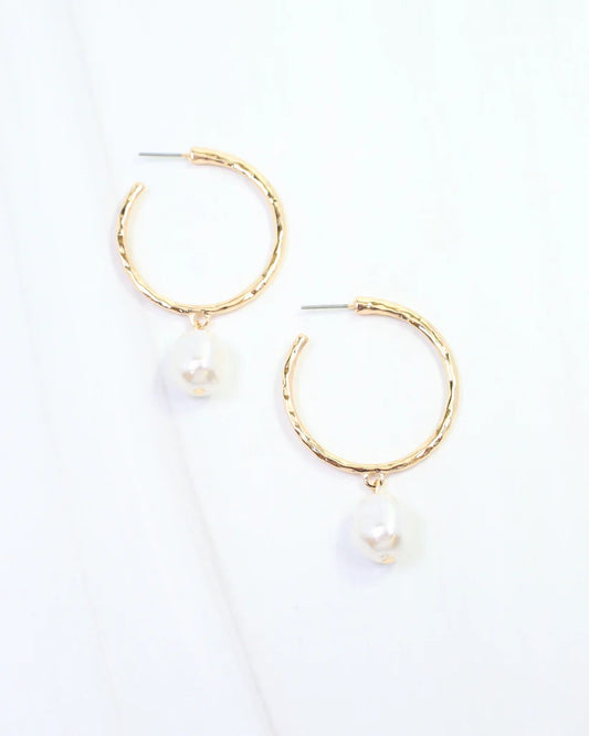 Laila Pearl Dangle Hoop Earring Gold