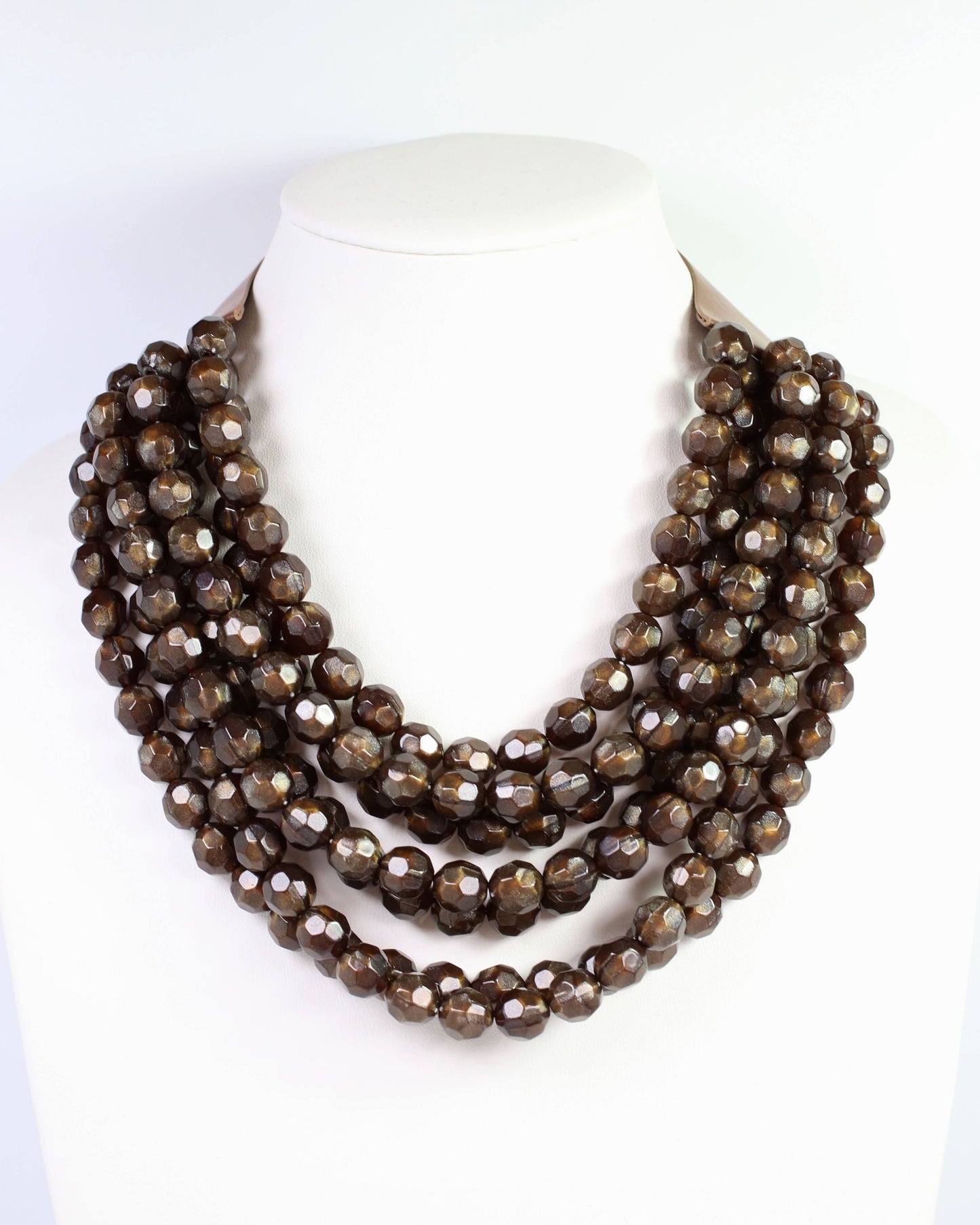 Cadence Multi Layered Beaded Necklace Brown: Default