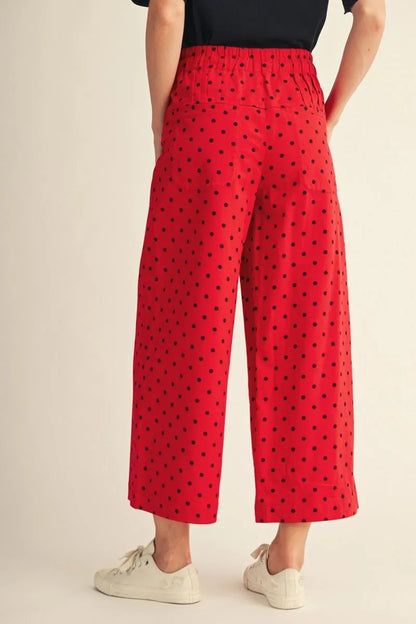 Red and Black Polka Dot Tie Pants