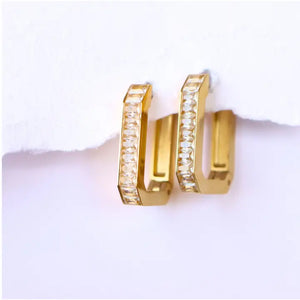 Cz U-Shaped Gold Hoops