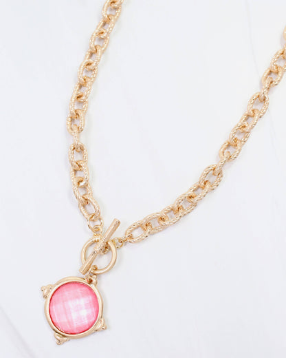 Rochester Faceted Link Necklace Pink: Default