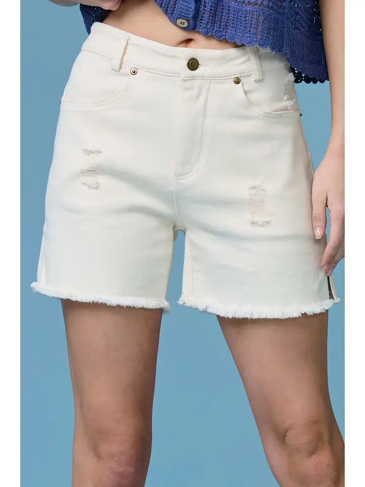 La Miel High Rise Basic Mineral Washed Denim Shorts