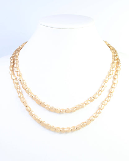 BellaMar Beaded Nugget Necklace Worn Gold: Default