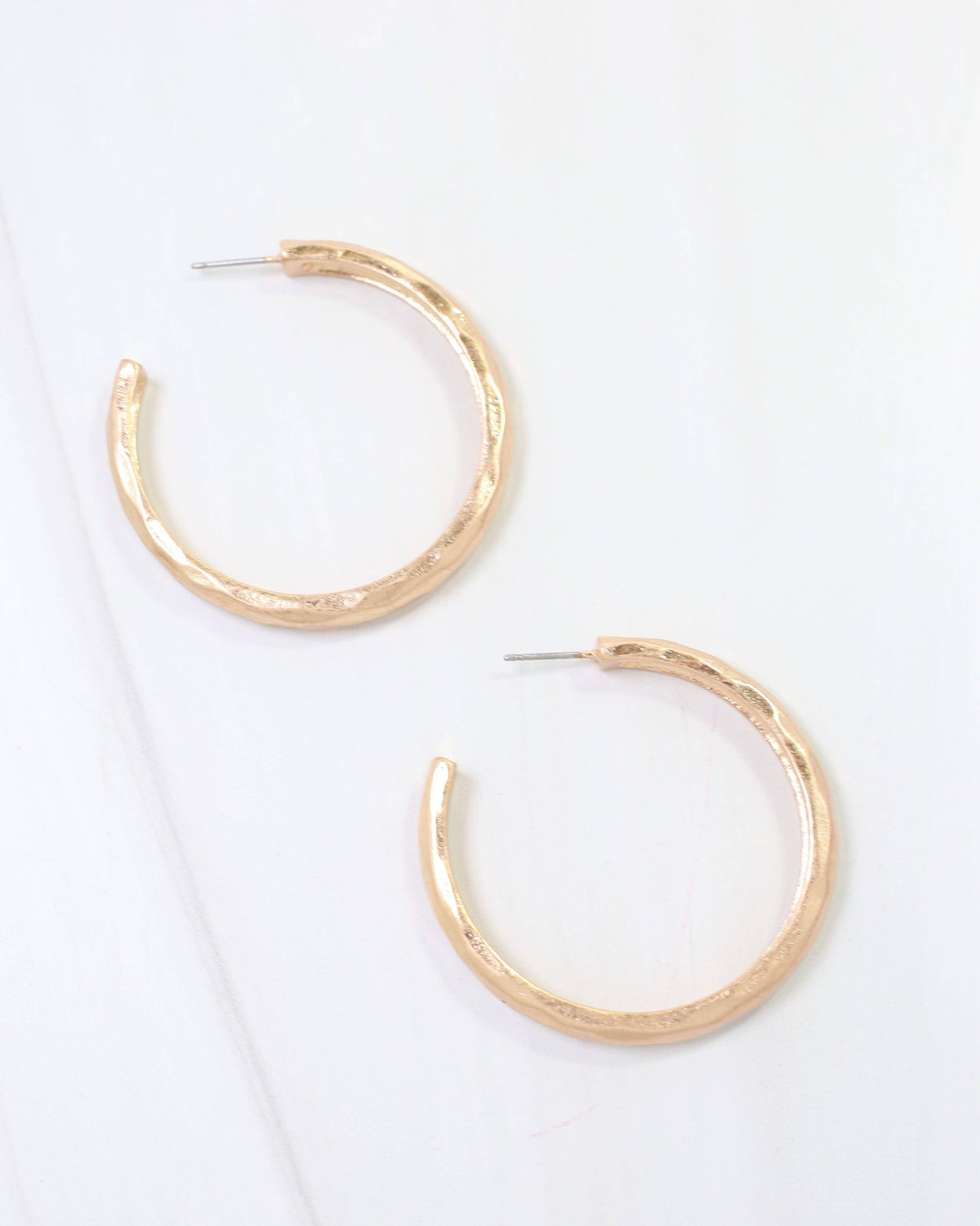 Hyde Park Hammered Hoop Earring Worn Gold: Default