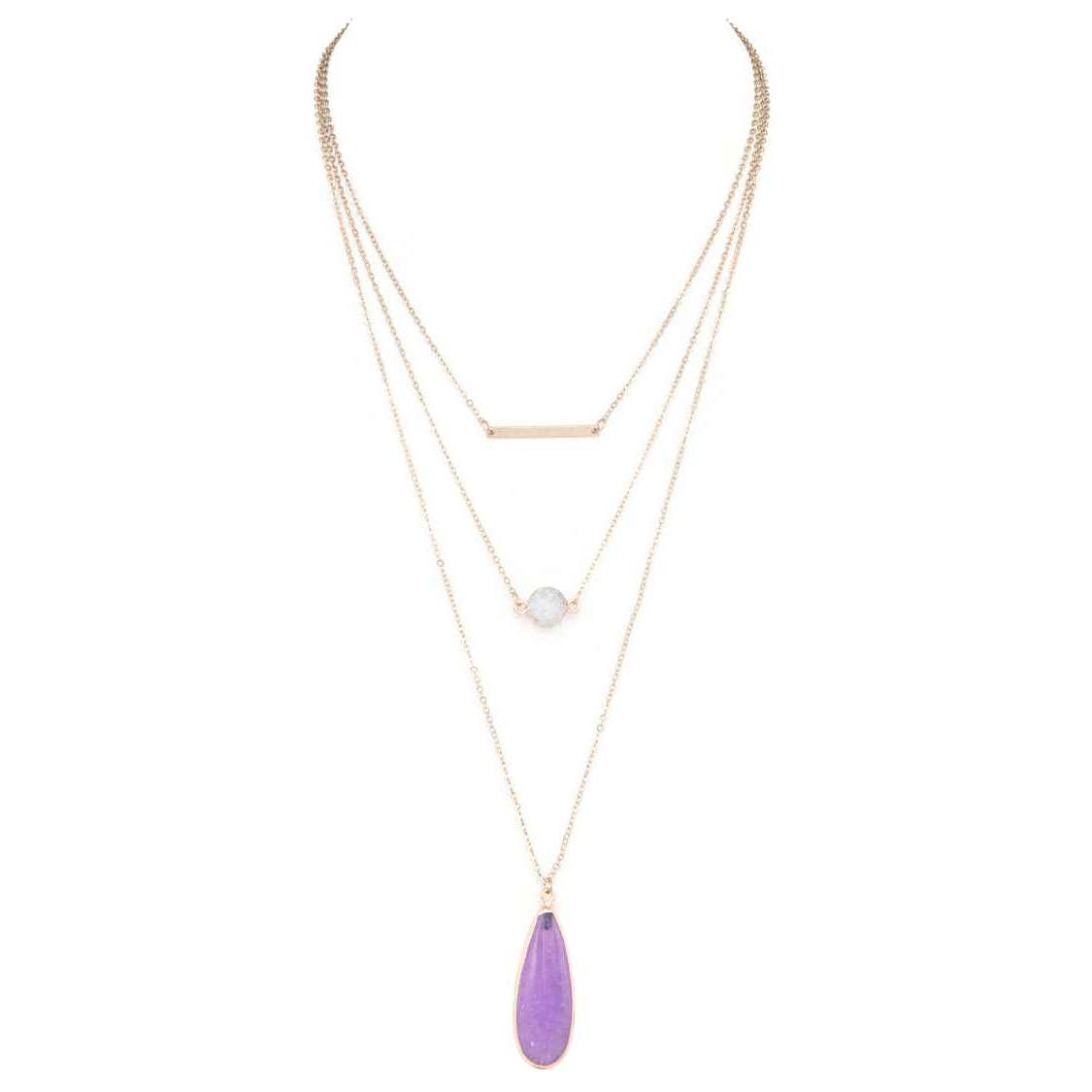 Druzy Genuine Stone Mix Layer Necklace