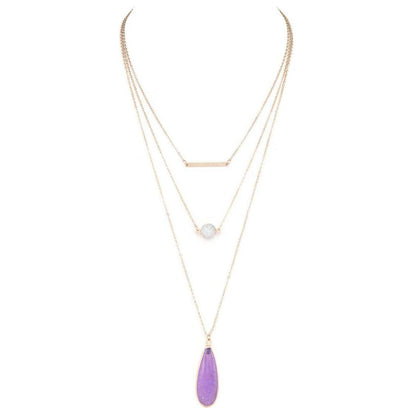 Druzy Genuine Stone Mix Layer Necklace