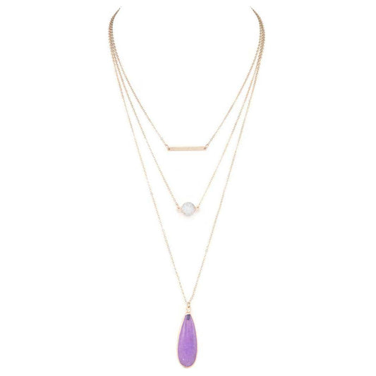 Druzy Genuine Stone Mix Layer Necklace