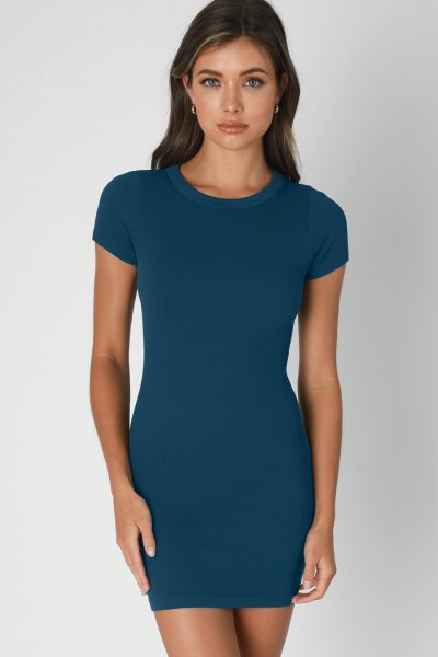 The Brooke Ribbed Short Sleve Dress